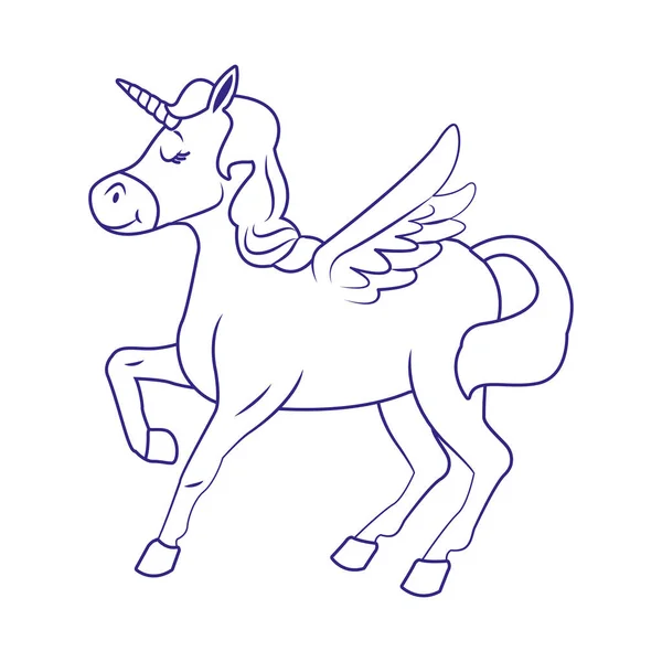 Dessin animé icône de licorne mignonne, design plat — Image vectorielle