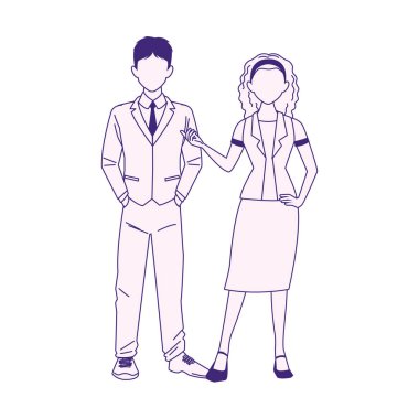 karikatür işadamı ve kadın ikonu, düz tasarım