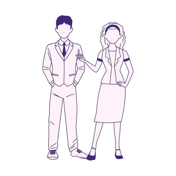 Dessin animé homme d'affaires et femme icône, design plat — Image vectorielle