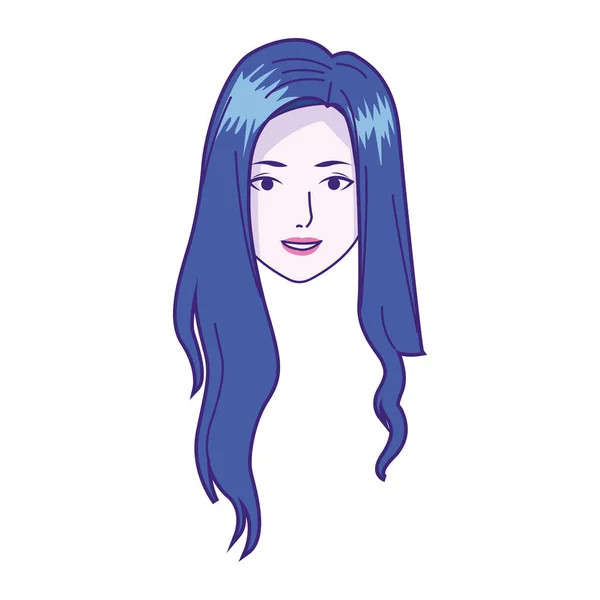 Mujer de dibujos animados con el pelo largo, diseño colorido — Vector de stock