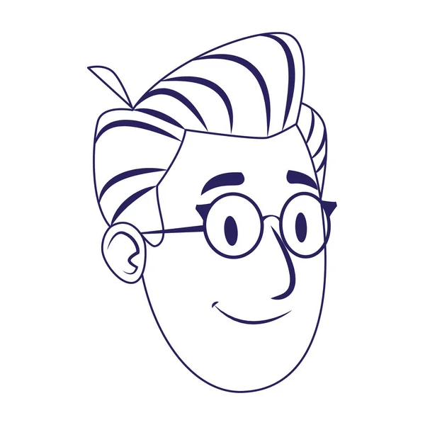 Desenho animado adulto homem com óculos ícone —  Vetores de Stock