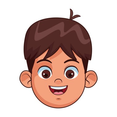 çizgi film mutlu çocuk gülümseyen ikon, renkli tasarım