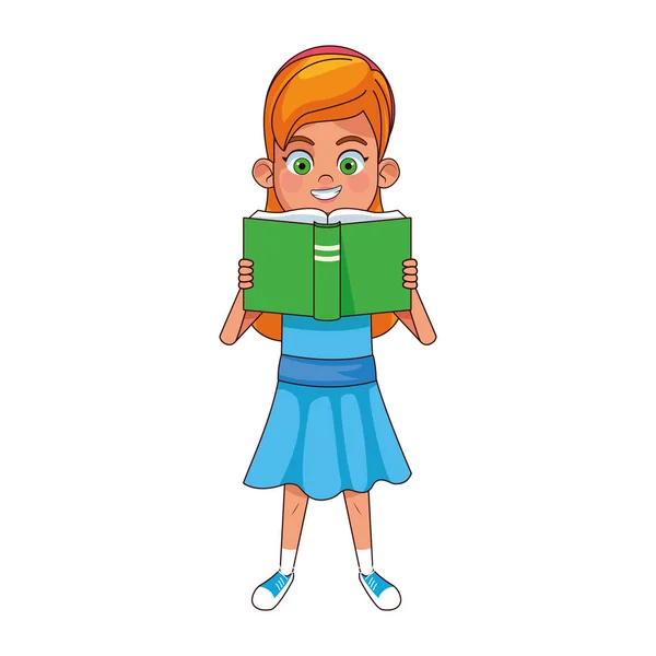 Cartoon woman standing and reading a book — Stock Vector