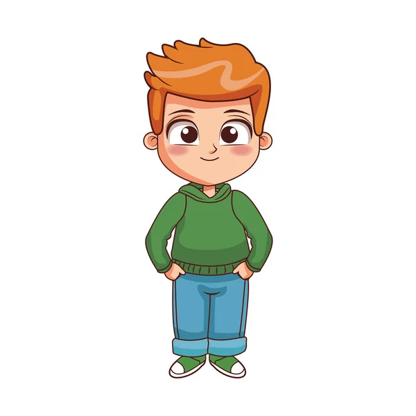 Cartoon boy standing icon, colorful design — Stock Vector
