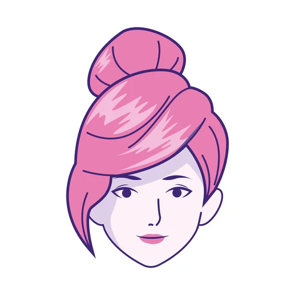Visage de femme avec icône de coiffure cool, design coloré — Image vectorielle