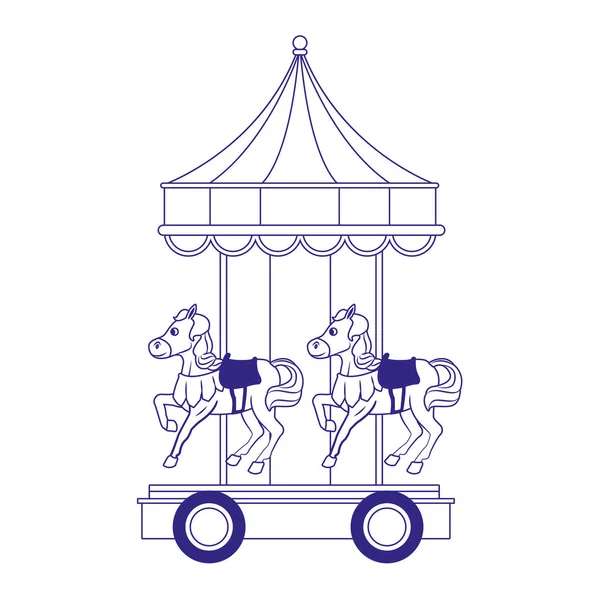 Carnival horses carousel icon, flat design — 스톡 벡터