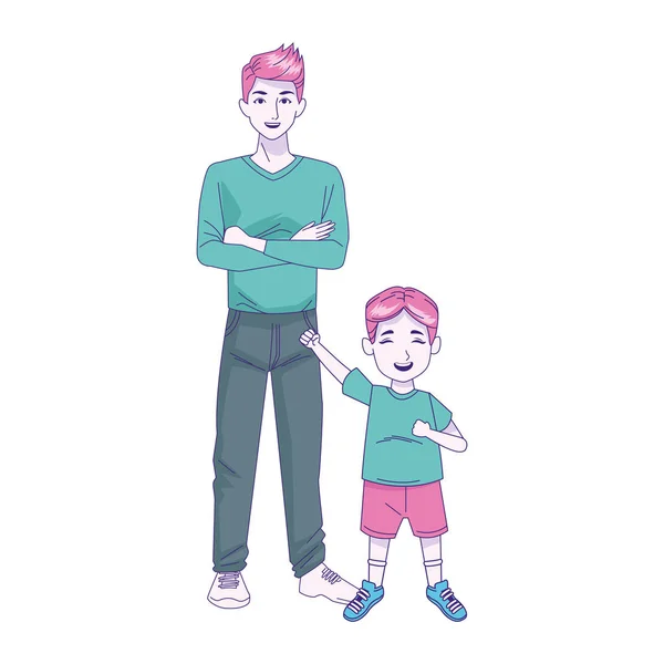 Niño y hombre pequeño icono de pie — Archivo Imágenes Vectoriales