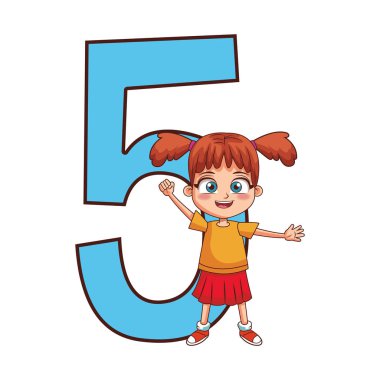 Çizgi film mutlu kız ikonu ile beş numara