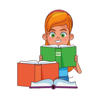 Çizgi roman okuyan kadın kitap simgesi, renkli tasarım