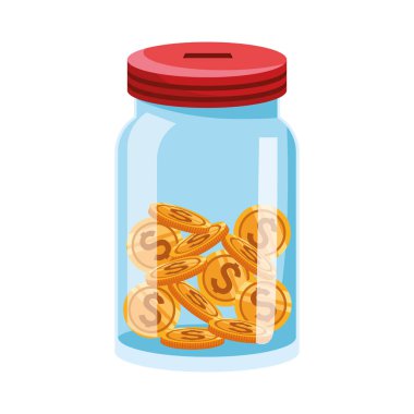 Para sikkeleri simgesi ile şişe, renkli tasarım