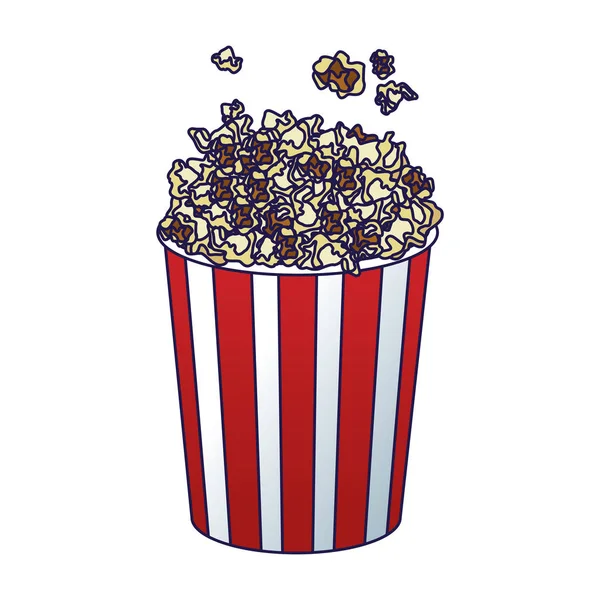 Popcorn gestreifte Schale Ikone — Stockvektor