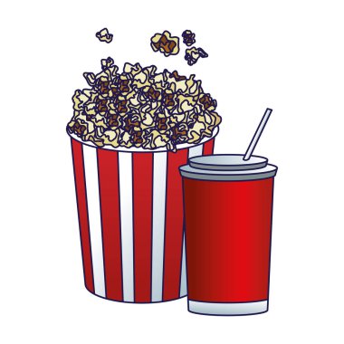 Soda ve patlamış mısır çizgili kase simgesi, renkli tasarım