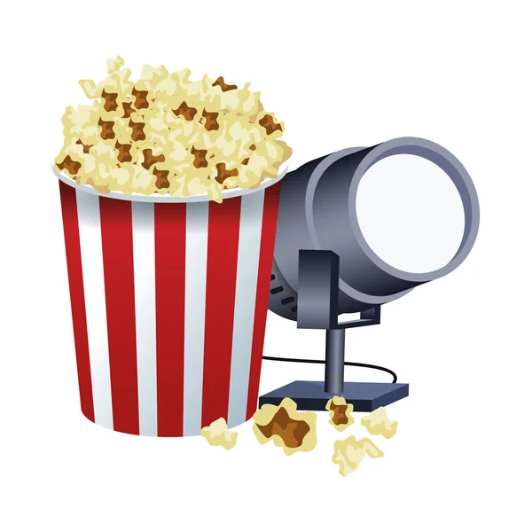 Landschaft Licht und Popcorn gestreifte Schüssel Symbol — Stockvektor