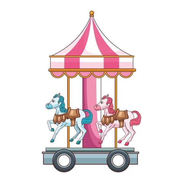 狂欢节的马匹、旋转木马图标 — 图库矢量图片