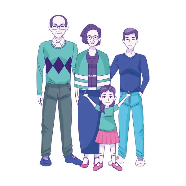 Yaşlı kadın ve adam ve genç bir oğlan ve küçük bir kız