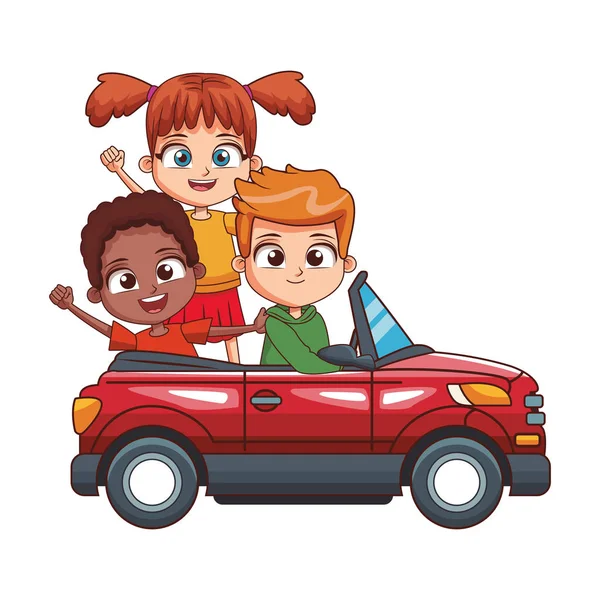 Sportwagen met leuke kids icoon, kleurrijk design — Stockvector