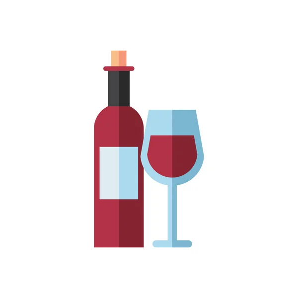 Wine bottle drink with cup — 스톡 벡터