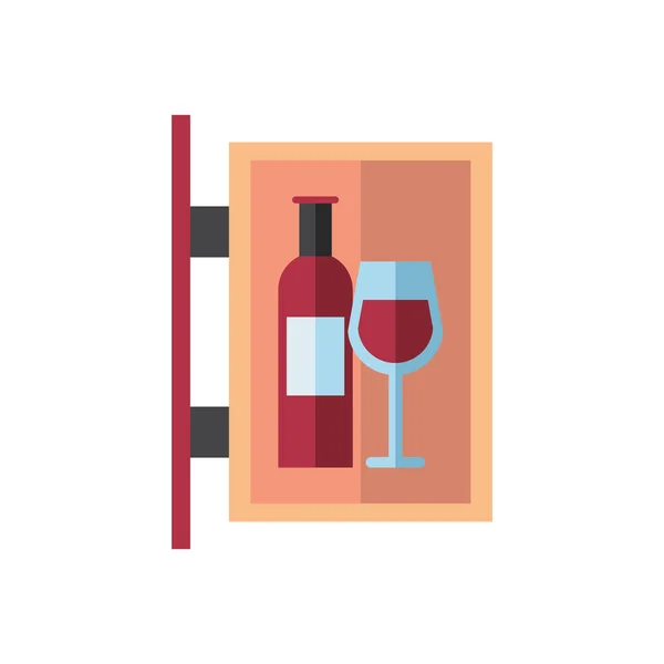 Weinflaschengetränk mit Becheretikett — Stockvektor