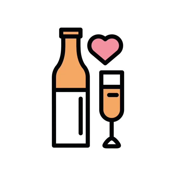 Счастливый день валентинки чашка и бутылка с сердцем — стоковый вектор
