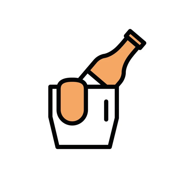 Butelka wina w ikonie wiadra lodu — Wektor stockowy