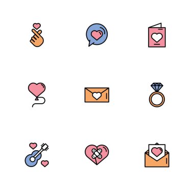 Bir deste mutlu sevgililer günü ikonu