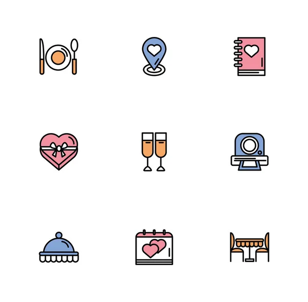 Bundle di icone felici di San Valentino — Vettoriale Stock