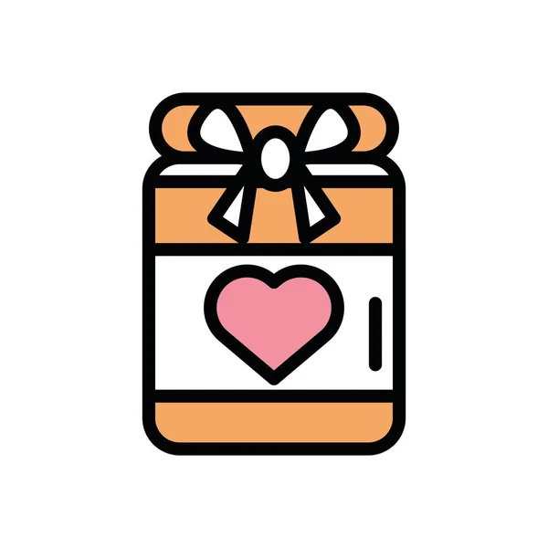 Presentförpackning närvarande med hjärta kärlek — Stock vektor