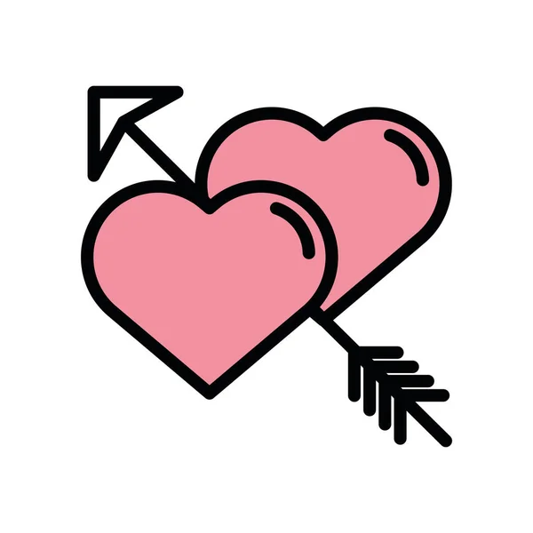 Feliz día de San Valentín corazones con flecha — Vector de stock