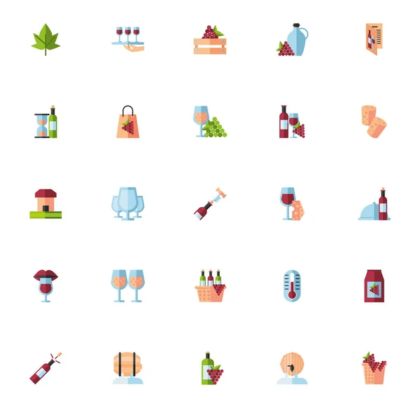 Paquete de copas de vino conjunto de iconos — Vector de stock