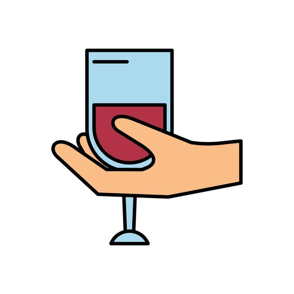 Hand mänsklig lifiting vin kopp dryck — Stock vektor
