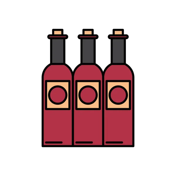 Wine bottles drink isolated icon — Stock Vector