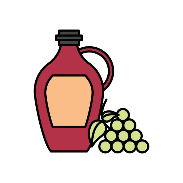 Κρασί βάζο ποτό με σταφύλια φρούτα — Διανυσματικό Αρχείο