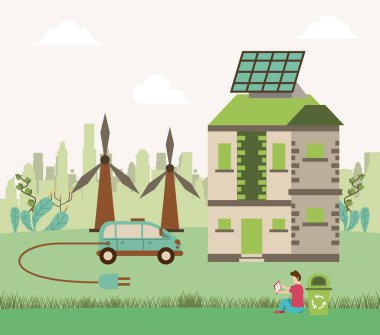 save the nature campaign with man in landscape scene