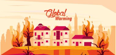 global warming alert with forest fire