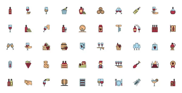 Paquet de vin boissons ensemble icônes — Image vectorielle
