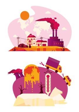 global warming alert with set scenes