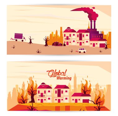 global warming alert with set scenes