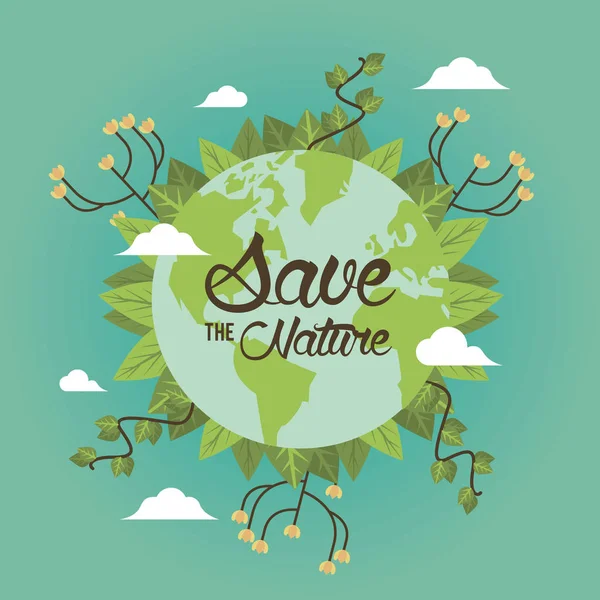 Save the nature campaign with world planet — 스톡 벡터