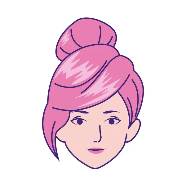 Visage de femme avec icône de coiffure cool — Image vectorielle