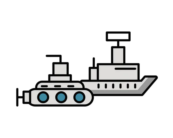 U-Boot-Streitmacht mit Schiff — Stockvektor