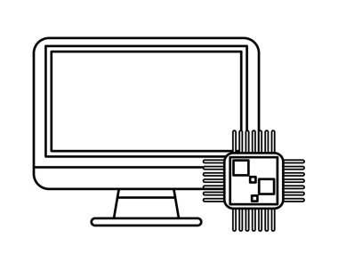 Monitör bilgisayar aygıtları ile işlemci çipi