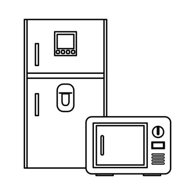 Buzdolabı ve mikrodalga fırın aletleri.