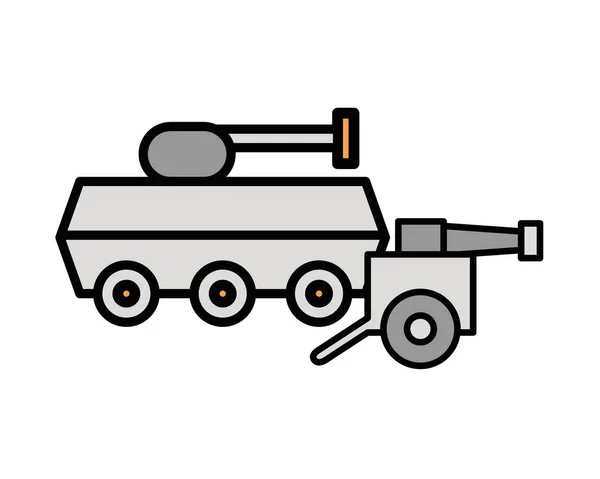 Tanque de fuerza militar con cañón de guerra — Vector de stock