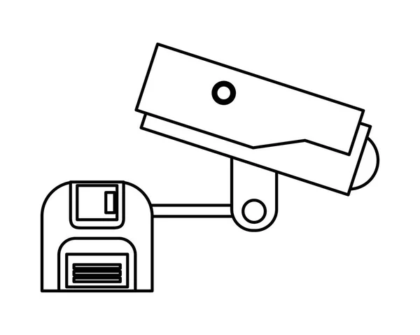 Cctv video camera with floppy disk — 스톡 벡터