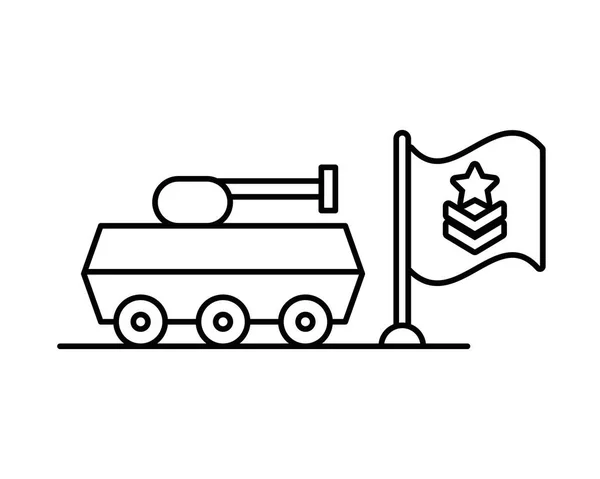 Tanque de força militar com bandeira — Vetor de Stock