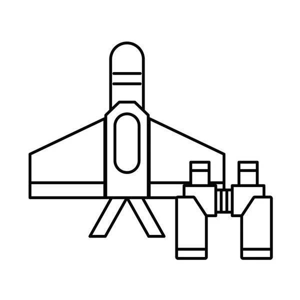 双眼鏡で飛行機の軍事力を — ストックベクタ