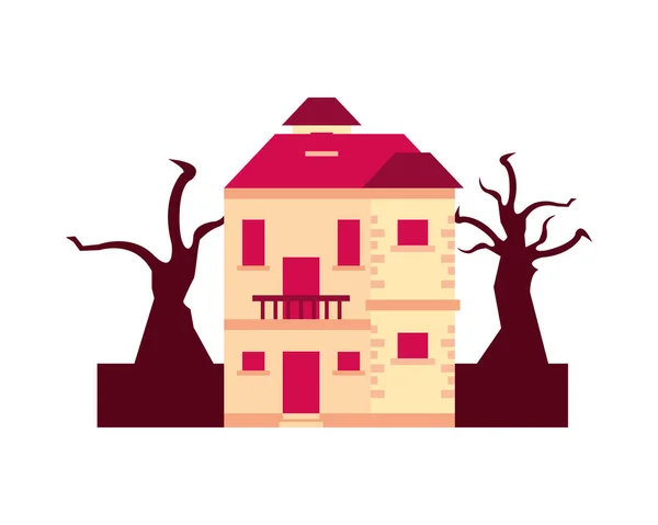 House in forest dry global warming scene — 스톡 벡터