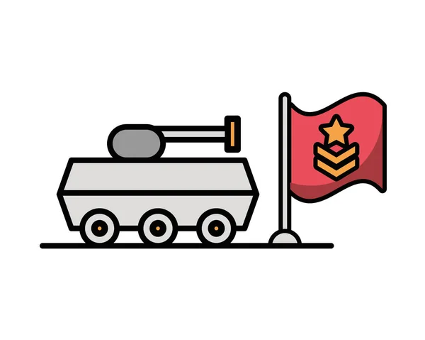 Tank militaire macht met vlag — Stockvector