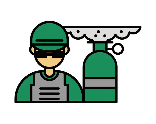 Força militar soldado com bomba de fumaça — Vetor de Stock