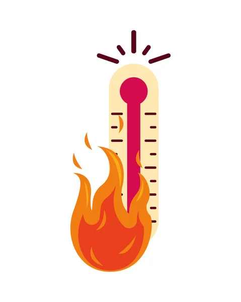 Thermometer temperature measure with fire flame — ストックベクタ